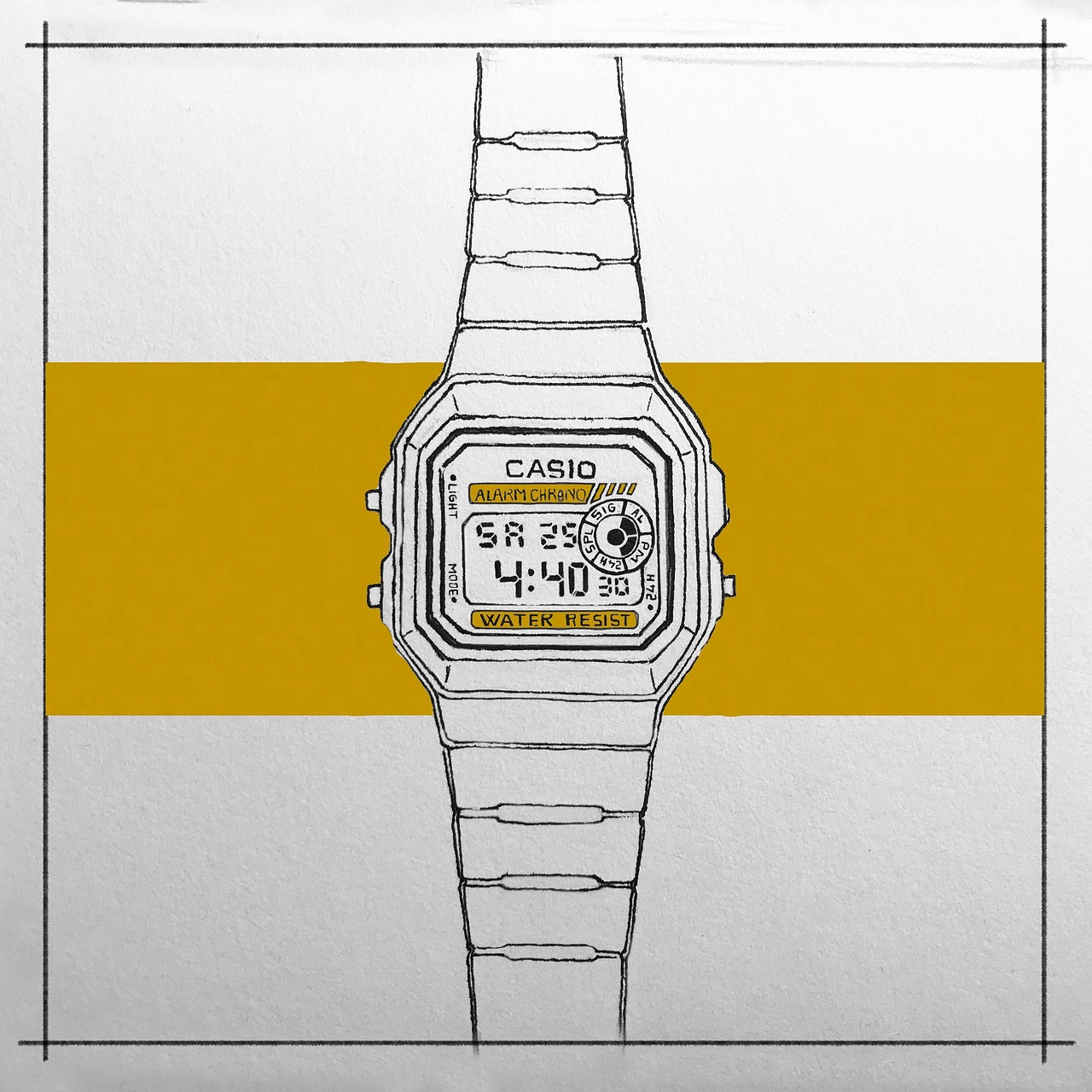 casio, watch, sketch, design, draw, drawing, time, timepiece, line art, casio, casio, casio, casio, casio, draw